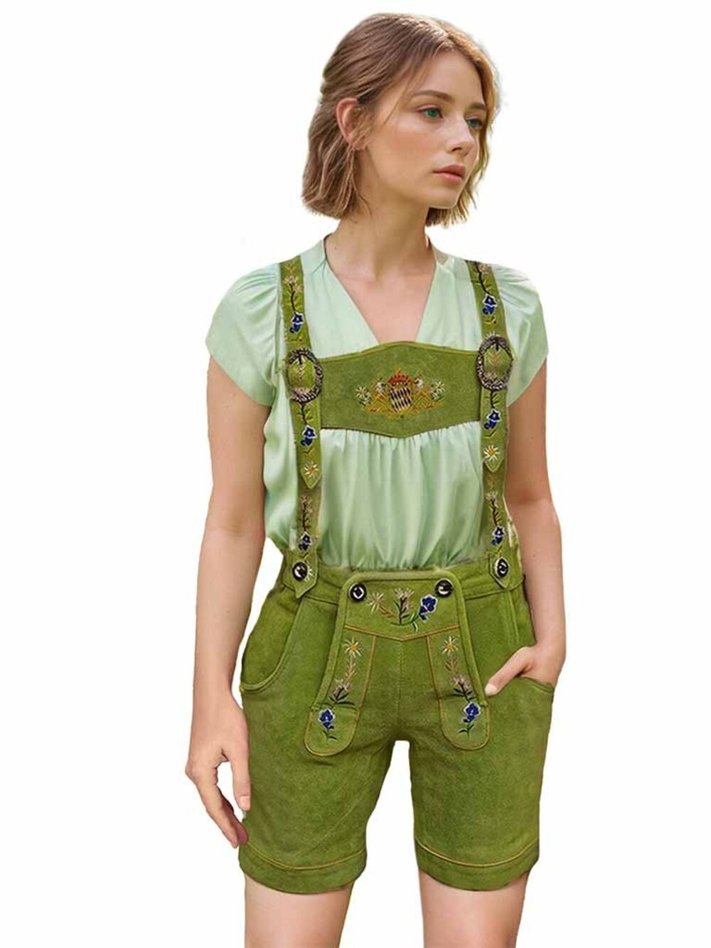Authentic Women’s Lederhosen Green  Oktoberfest Bavarian Outfit